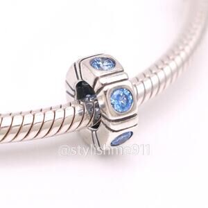 One Authentic PANDORA Blue Northern Light Spacer with Blue CZ